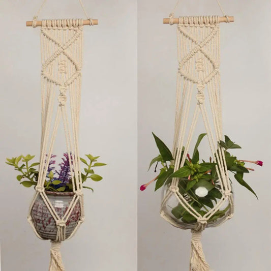 Handmade Macrame Plant Hanger β 1PCS Flower Pot Hanging Basket for Wall, Garden, and Courtyard DΓ©cor