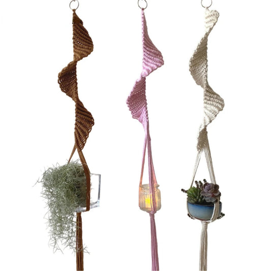 Boho Macrame Plant Holder | Hand-Woven 100% Cotton Hanging Basket for Indoor Plants & Bonsai Home DΓ©cor