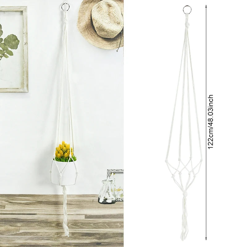 Handmade Macrame Plant Hanger – Cotton Rope Flower Pot Hanging Basket for Home, Wall, Garden, and Courtyard Décor