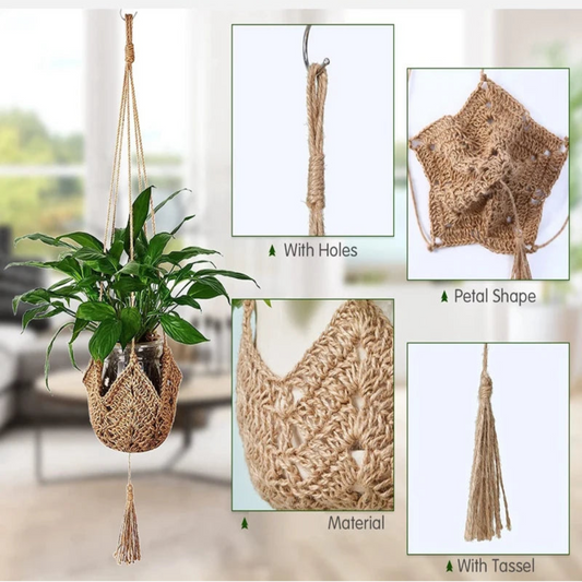 2 Pack Handmade Jute Plant Hangers | Wall Hanging Planters for Indoor & Outdoor Use (Pots Not Included)
