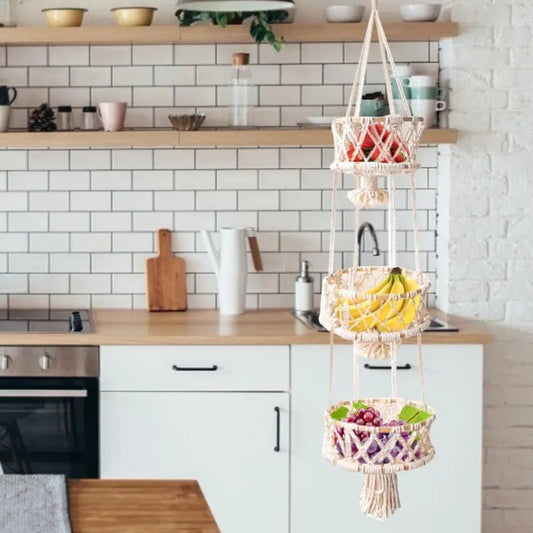 Handmade 3-Tier Macrame Plant Hanger | Boho Wall & Balcony Plant Holder for Indoor Flower Pots