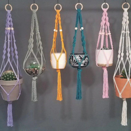 Boho Macrame Plant Hanger – Handwoven 100% Cotton Flower Pot Holder for Indoor Plants, Bonsai, and Home Décor