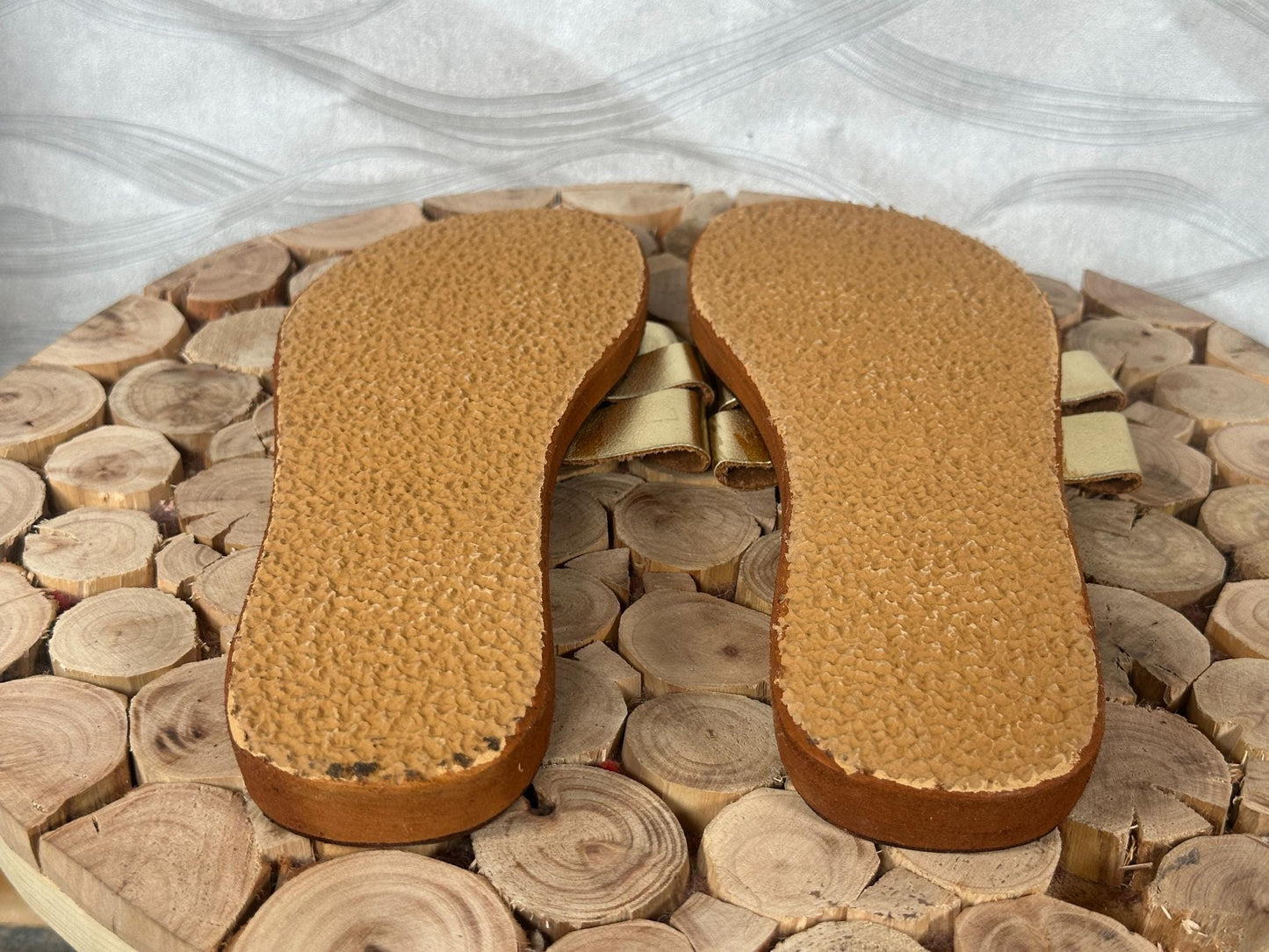 Handmade Moroccan Leather Sandals: Gold Braided Boho Slides