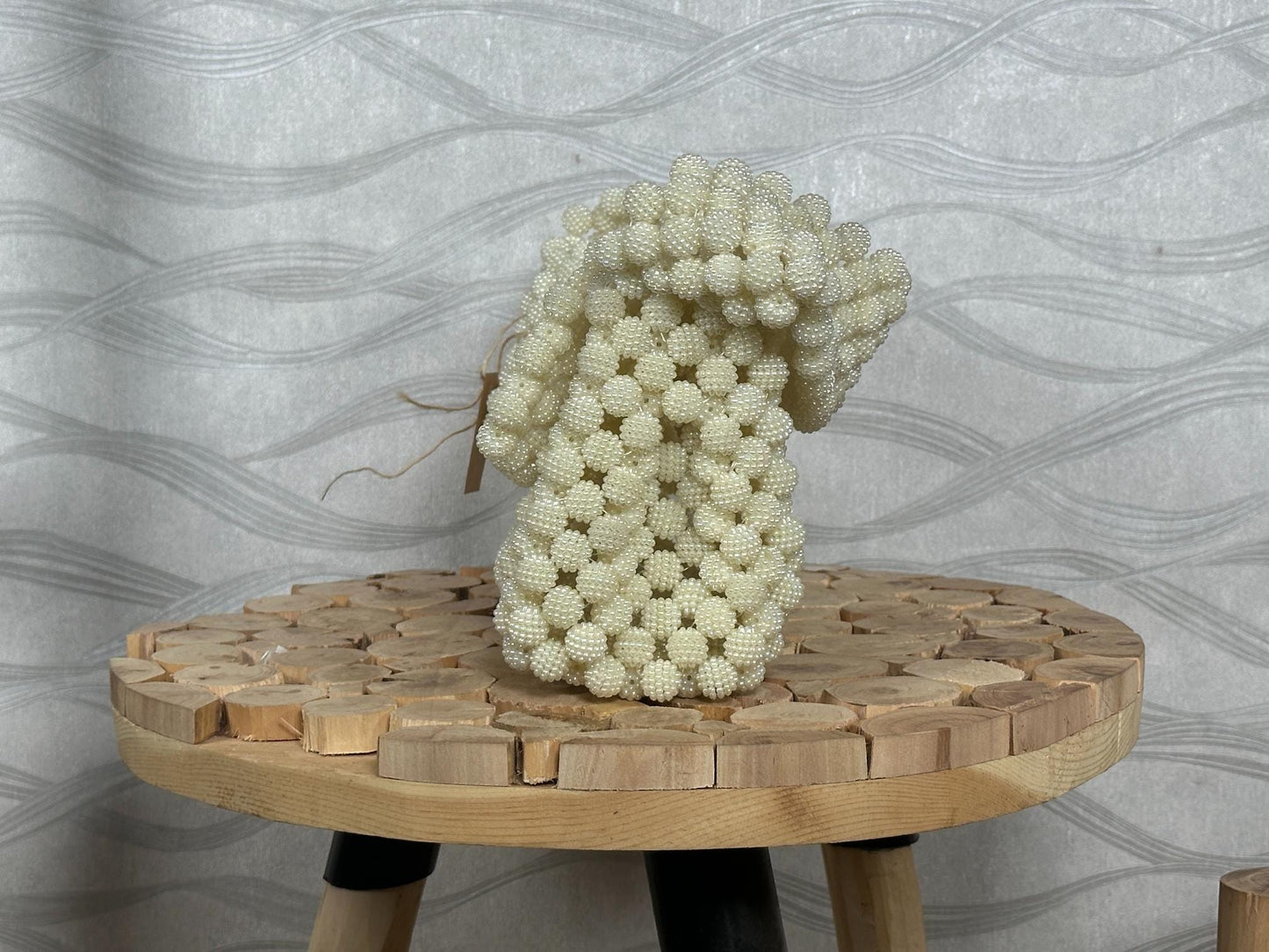 Handmade Pearl Beaded Bag: Vintage Bridal Clutch, Elegant Shoulder Bag