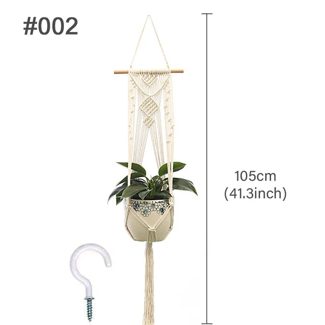 Handmade Macrame Plant Hanger – Flower Pot Hanging Basket for Wall, Garden, Courtyard, and Home Décor