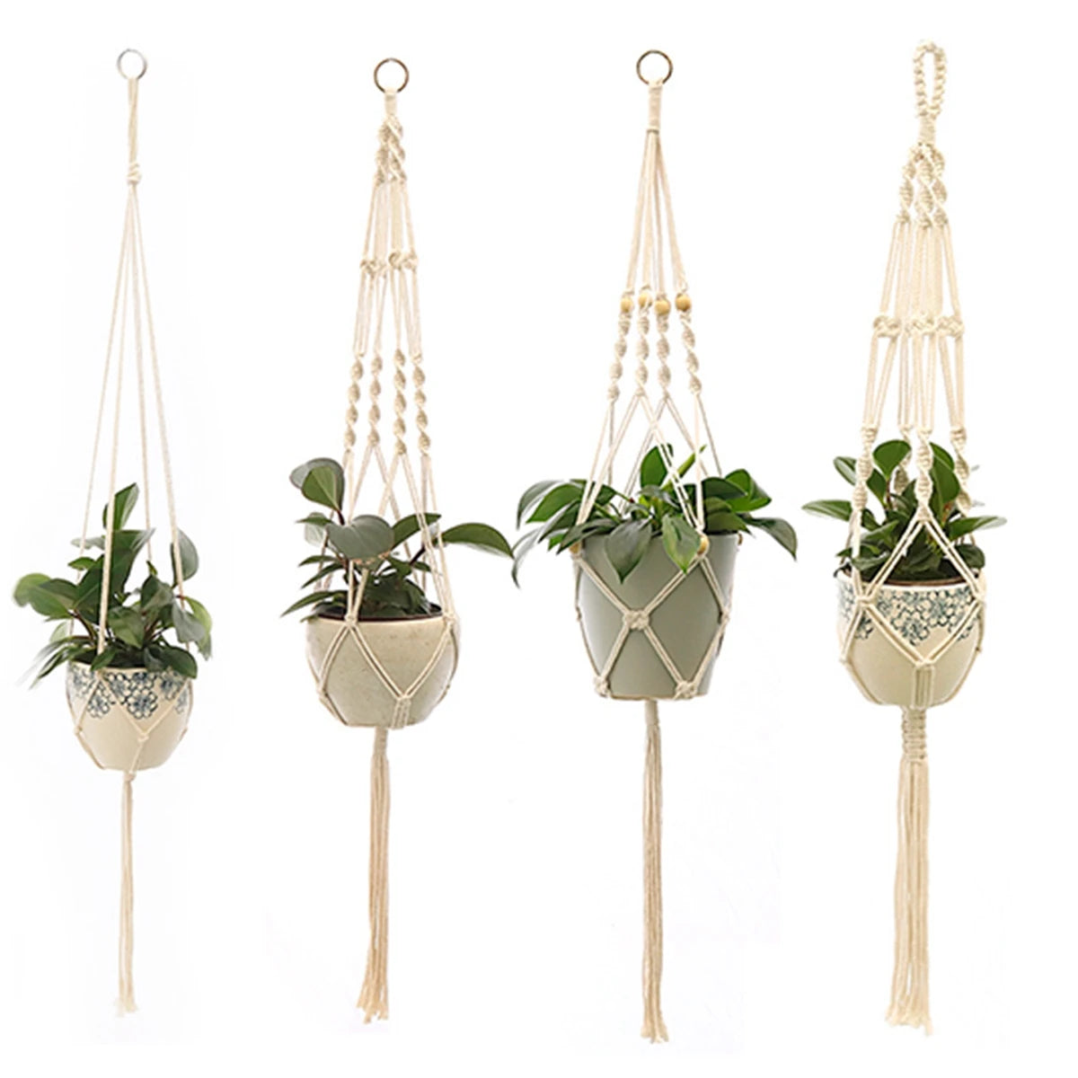 Handmade Macrame Plant Hanger – Flower Pot Hanging Basket for Wall, Garden, Courtyard, and Home Décor