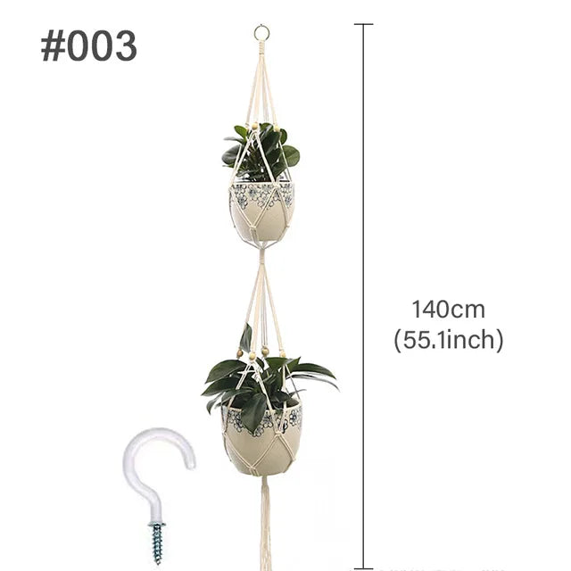 Handmade Macrame Plant Hanger – Flower Pot Hanging Basket for Wall, Garden, Courtyard, and Home Décor