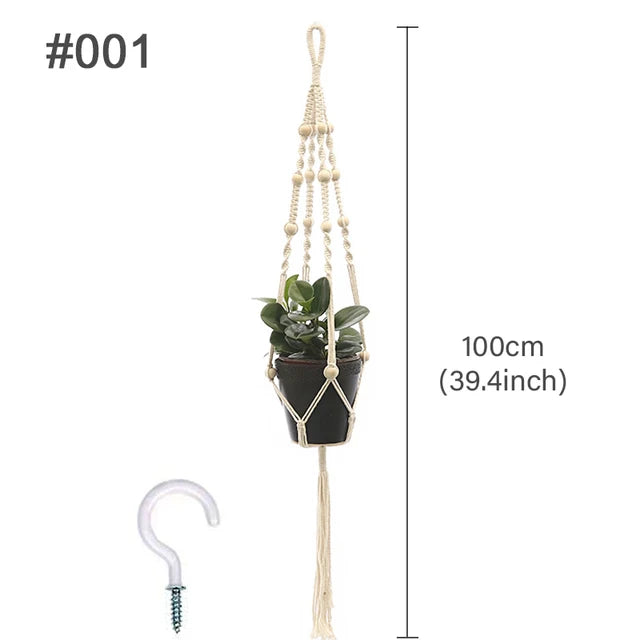 Handmade Macrame Plant Hanger – Flower Pot Hanging Basket for Wall, Garden, Courtyard, and Home Décor
