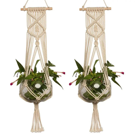 Handmade Macrame Plant Hanger – 1PCS Flower Pot Hanging Basket for Wall, Garden, and Courtyard Décor