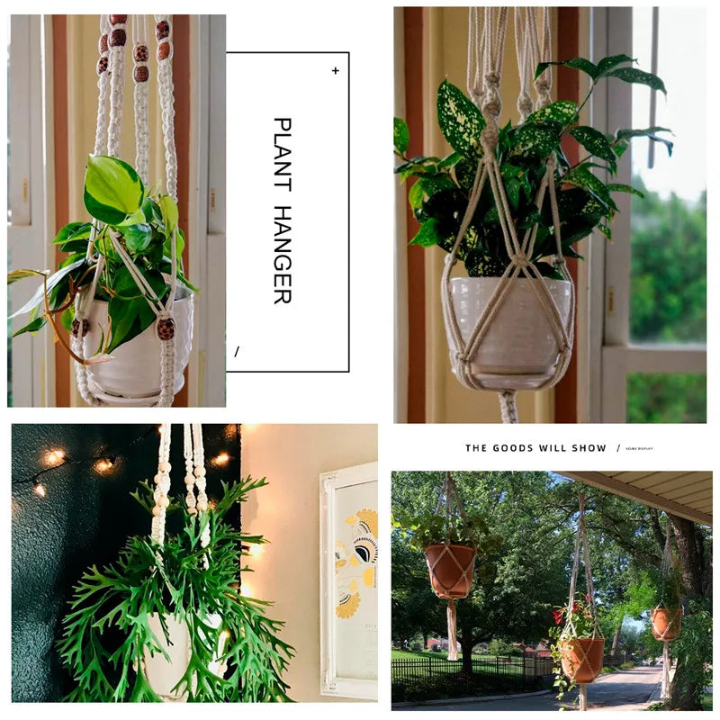 Handmade Macrame Plant Hanger – Flower Pot Hanging Basket for Wall, Garden, Courtyard, and Home Décor