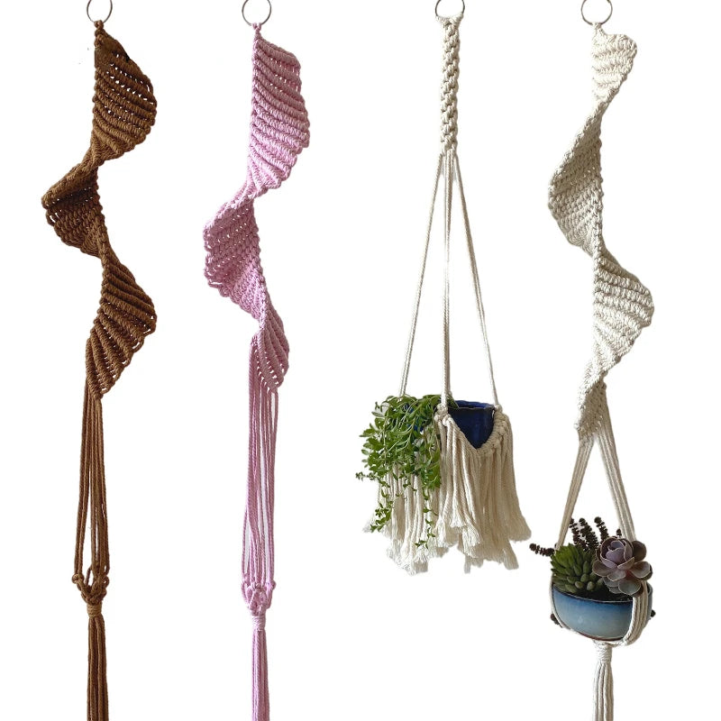 Boho Macrame Plant Holder | Hand-Woven 100% Cotton Hanging Basket for Indoor Plants & Bonsai Home Décor