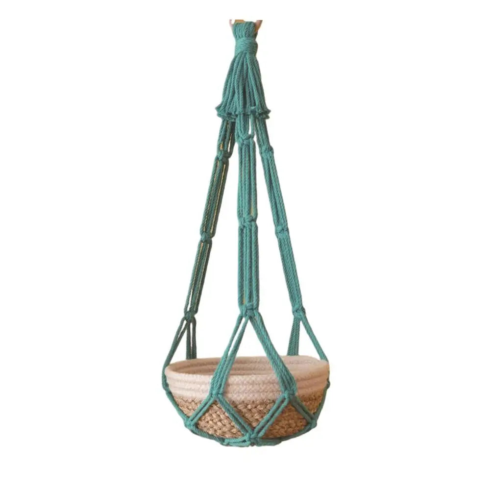 Handmade Macrame Plant Hanger in Beige | Cotton Rope Hanging Basket for Indoor Living Room & Balcony Décor