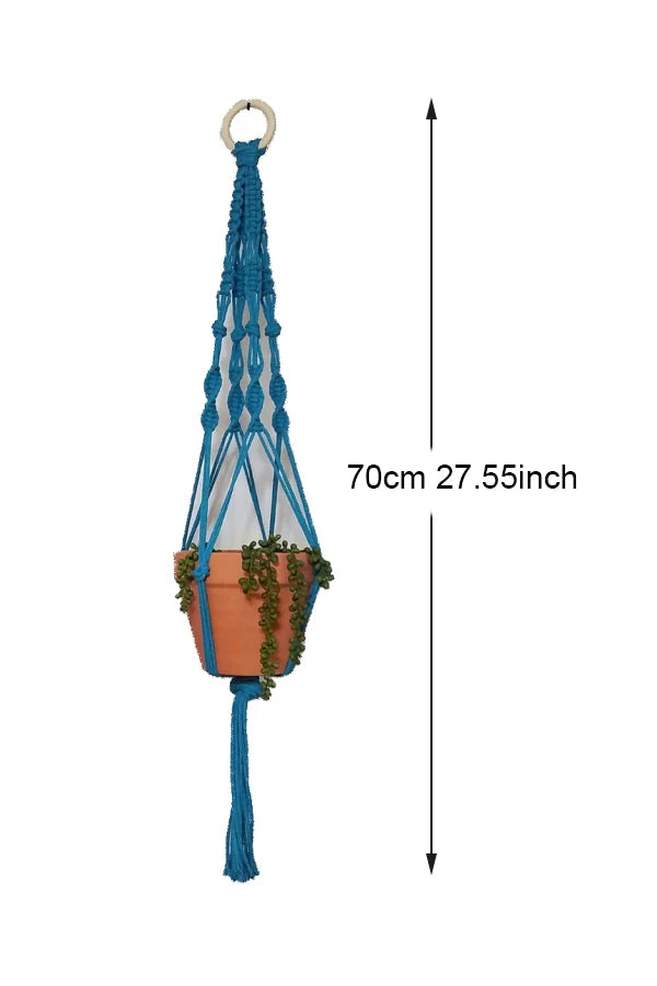 Boho Macrame Plant Hanger – Handwoven 100% Cotton Flower Pot Holder for Indoor Plants, Bonsai, and Home Décor