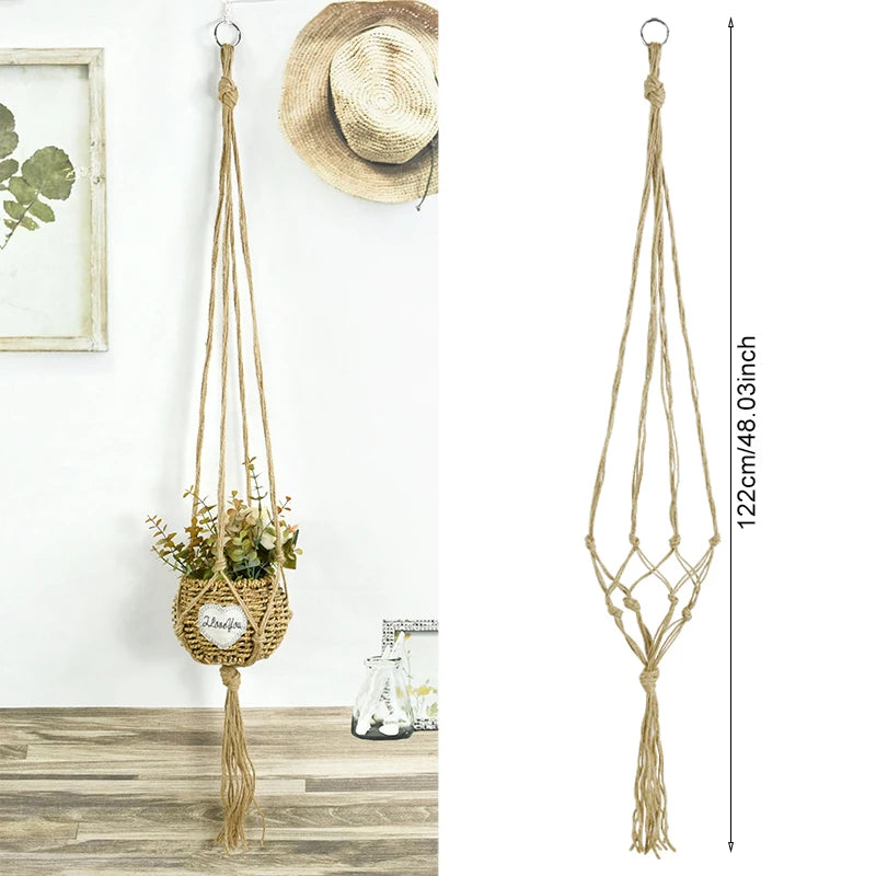Handmade Macrame Plant Hanger – Cotton Rope Flower Pot Hanging Basket for Home, Wall, Garden, and Courtyard Décor