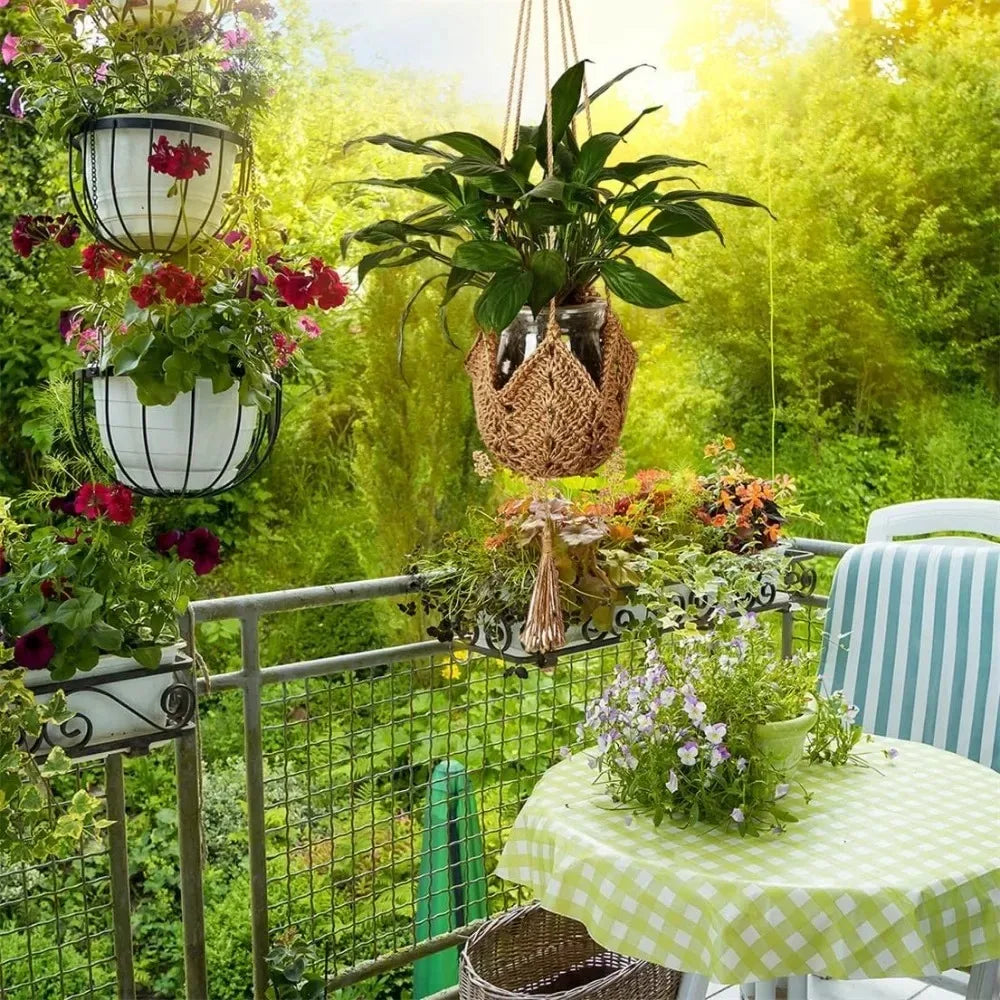 Handmade Macrame Plant Hanger | Hanging Flower Pot Basket for Wall, Garden, and Courtyard Décor
