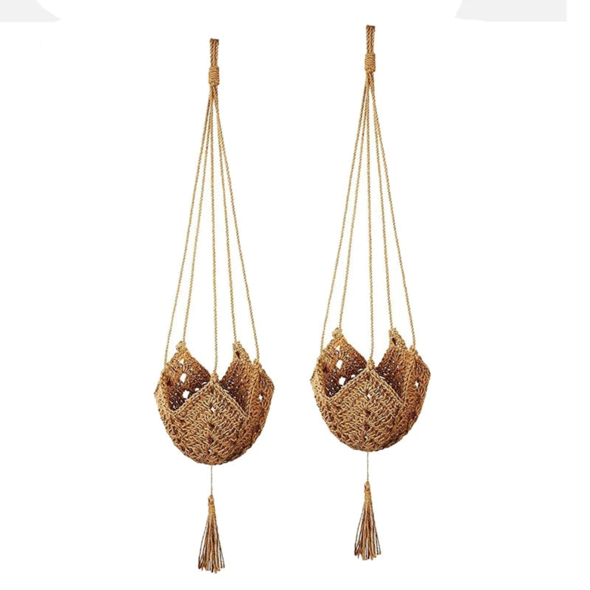 2 Pack Handmade Jute Plant Hangers | Wall Hanging Planters for Indoor & Outdoor Use (Pots Not Included)