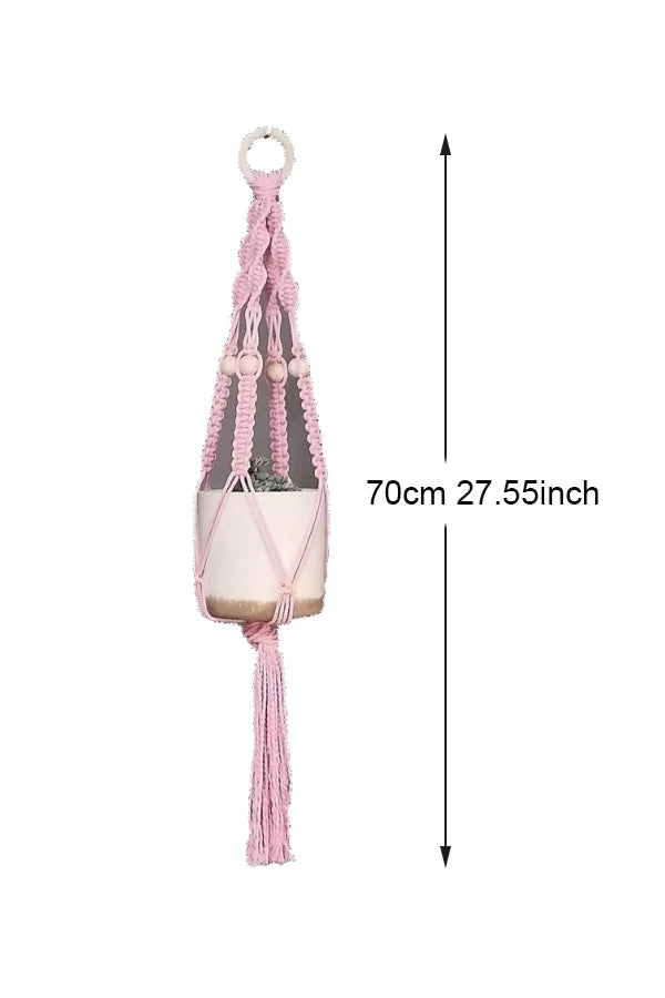 Boho Macrame Plant Hanger – Handwoven 100% Cotton Flower Pot Holder for Indoor Plants, Bonsai, and Home Décor
