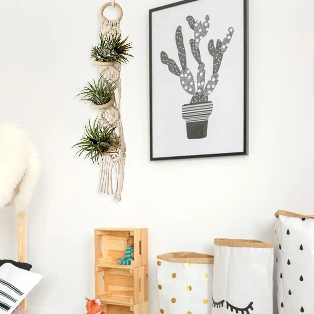 Handmade Macrame Plant Hanger | Cotton Rope Hanging Planter for Indoor Living Room, Balcony & Garden Décor