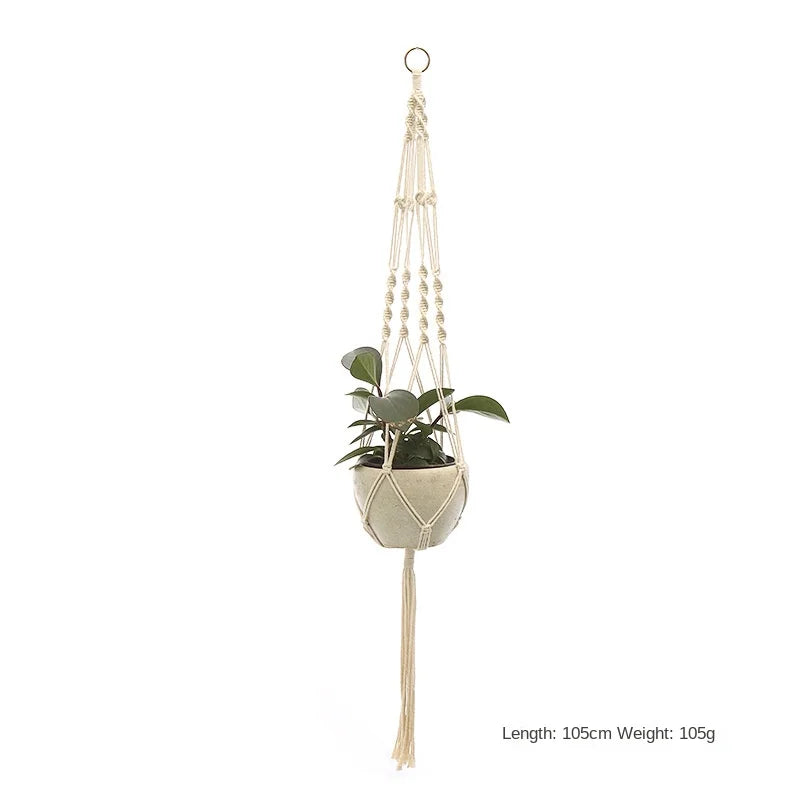 Handmade Macrame Plant Hanger – Flower Pot Hanging Basket for Wall, Garden, Courtyard, and Home Décor