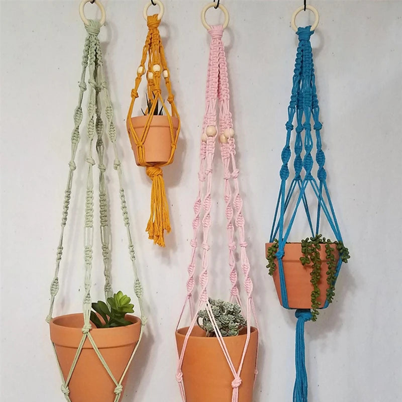 Boho Macrame Plant Hanger – Handwoven 100% Cotton Flower Pot Holder for Indoor Plants, Bonsai, and Home Décor