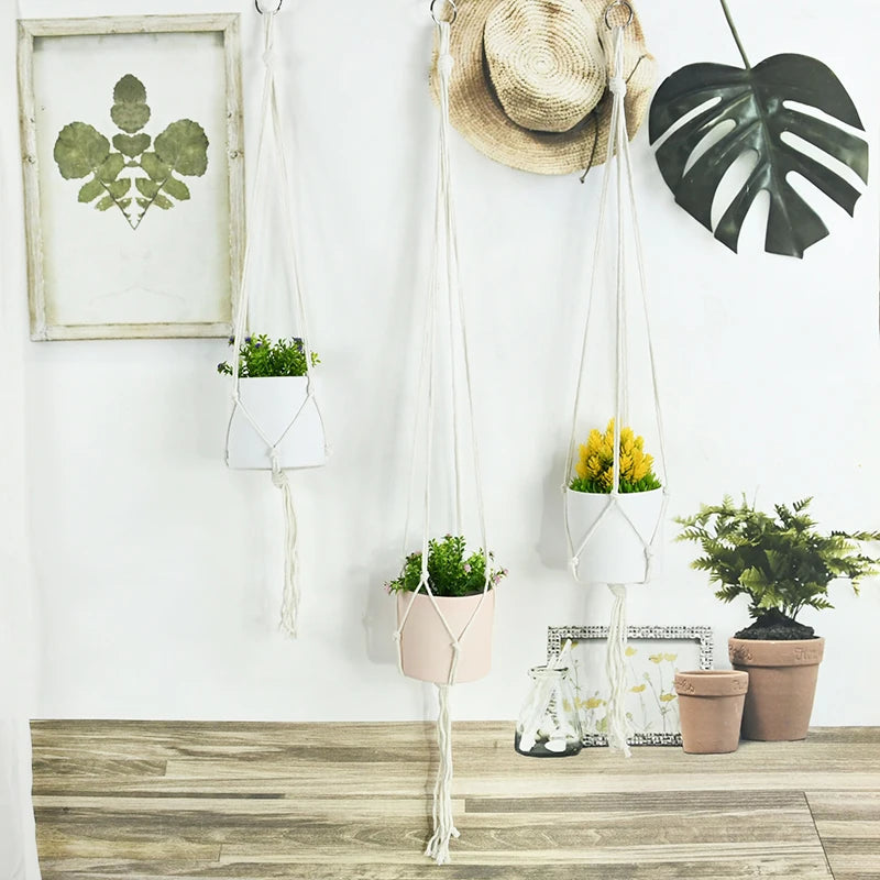 Handmade Macrame Plant Hanger – Cotton Rope Flower Pot Hanging Basket for Home, Wall, Garden, and Courtyard Décor