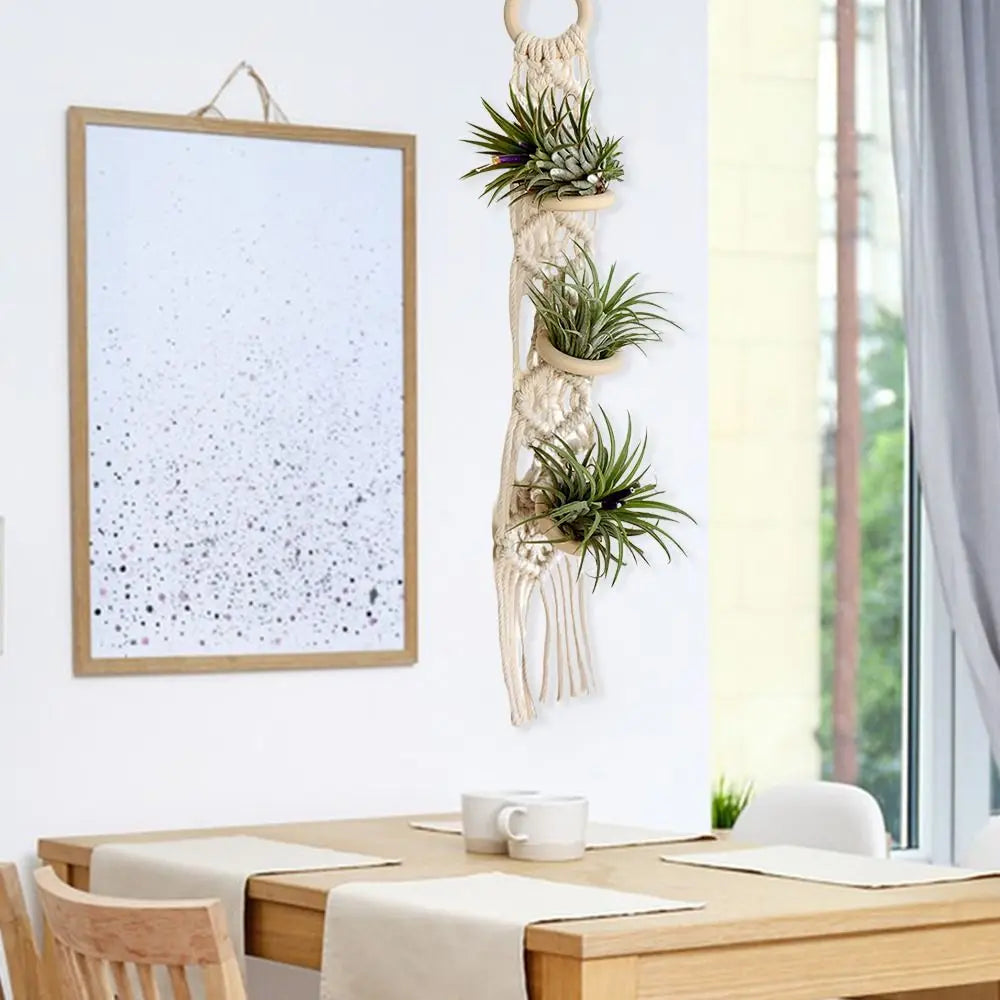 Handmade Macrame Plant Hanger | Cotton Rope Hanging Planter for Indoor Living Room, Balcony & Garden Décor