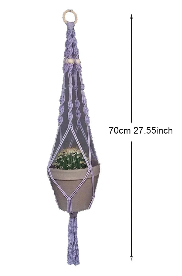 Boho Macrame Plant Hanger – Handwoven 100% Cotton Flower Pot Holder for Indoor Plants, Bonsai, and Home Décor