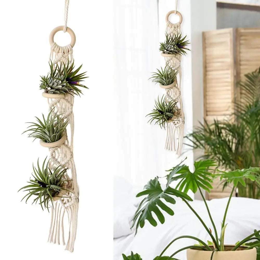 Handmade Macrame Plant Hanger | Cotton Rope Hanging Planter for Indoor Living Room, Balcony & Garden Décor