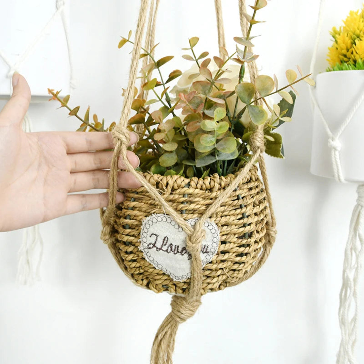 Handmade Macrame Plant Hanger – Cotton Rope Flower Pot Hanging Basket for Home, Wall, Garden, and Courtyard Décor