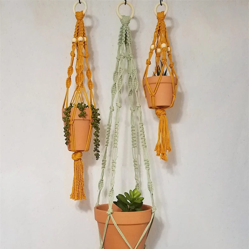 Boho Macrame Plant Hanger – Handwoven 100% Cotton Flower Pot Holder for Indoor Plants, Bonsai, and Home Décor