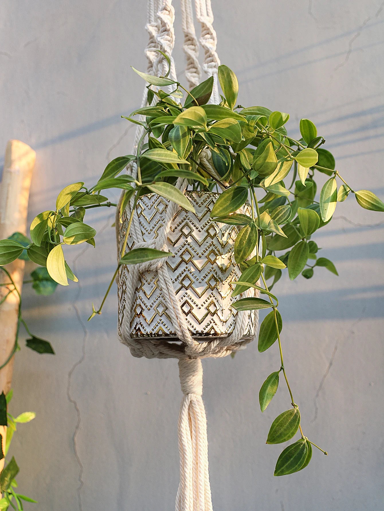 4-Pack Handmade Boho Macrame Plant Hangers – Cotton Flower Pot Holders for Balcony, Garden, and Home Décor