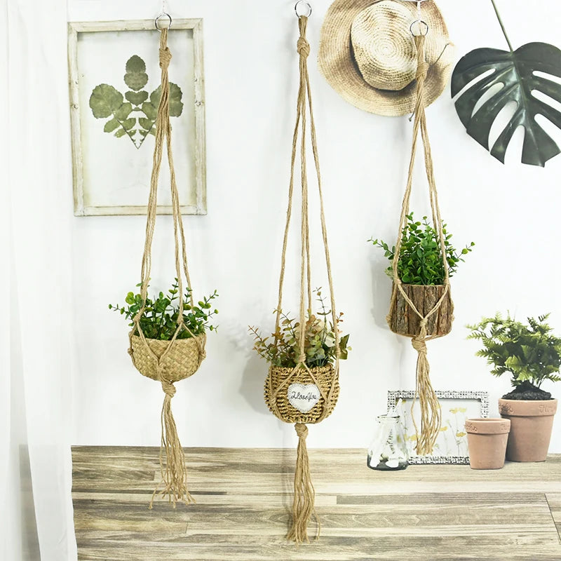 Handmade Macrame Plant Hanger – Cotton Rope Flower Pot Hanging Basket for Home, Wall, Garden, and Courtyard Décor