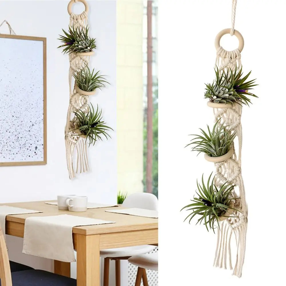 Handmade Macrame Plant Hanger | Cotton Rope Hanging Planter for Indoor Living Room, Balcony & Garden Décor