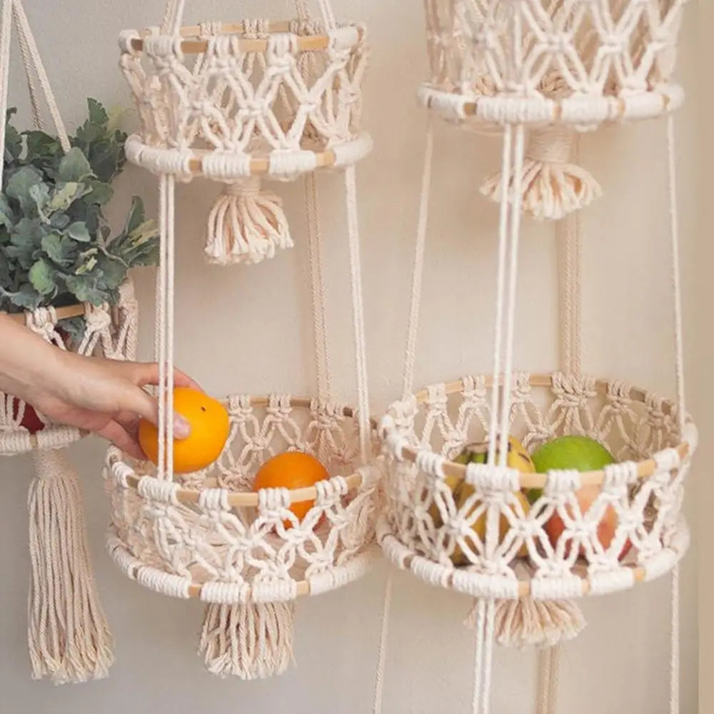 Handmade 3-Tier Macrame Plant Hanger | Boho Wall & Balcony Plant Holder for Indoor Flower Pots