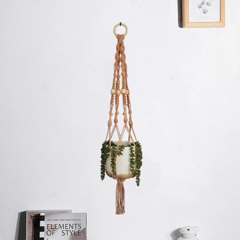 Boho Macrame Plant Hanger – Handwoven 100% Cotton Flower Pot Holder for Indoor Plants, Bonsai, and Home Décor