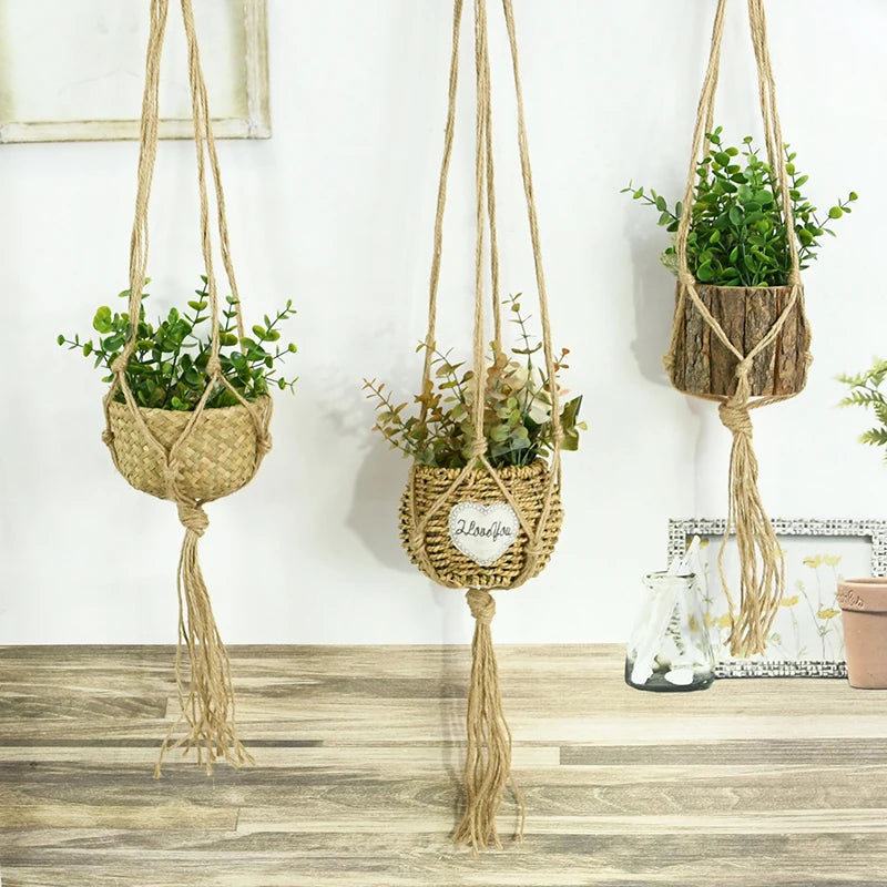 Handmade Macrame Plant Hanger – Cotton Rope Flower Pot Hanging Basket for Home, Wall, Garden, and Courtyard Décor