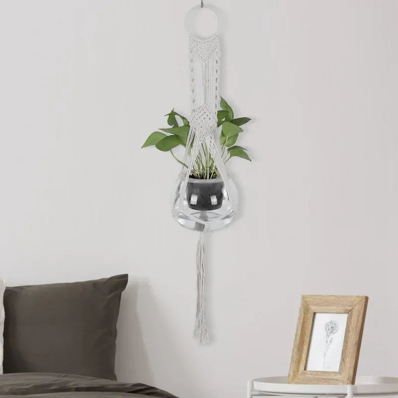 Handmade Macrame Wall Hanging Plant Hanger – Natural Cordage Basket for Plants, Flower Pot Holder, and Home Décor