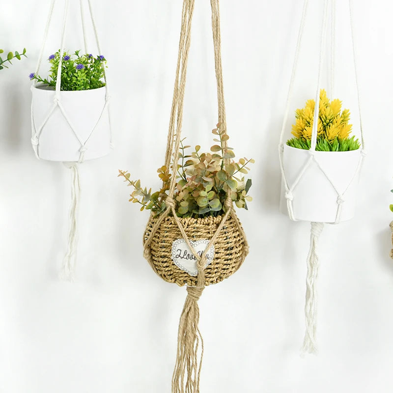 Handmade Macrame Plant Hanger – Cotton Rope Flower Pot Hanging Basket for Home, Wall, Garden, and Courtyard Décor
