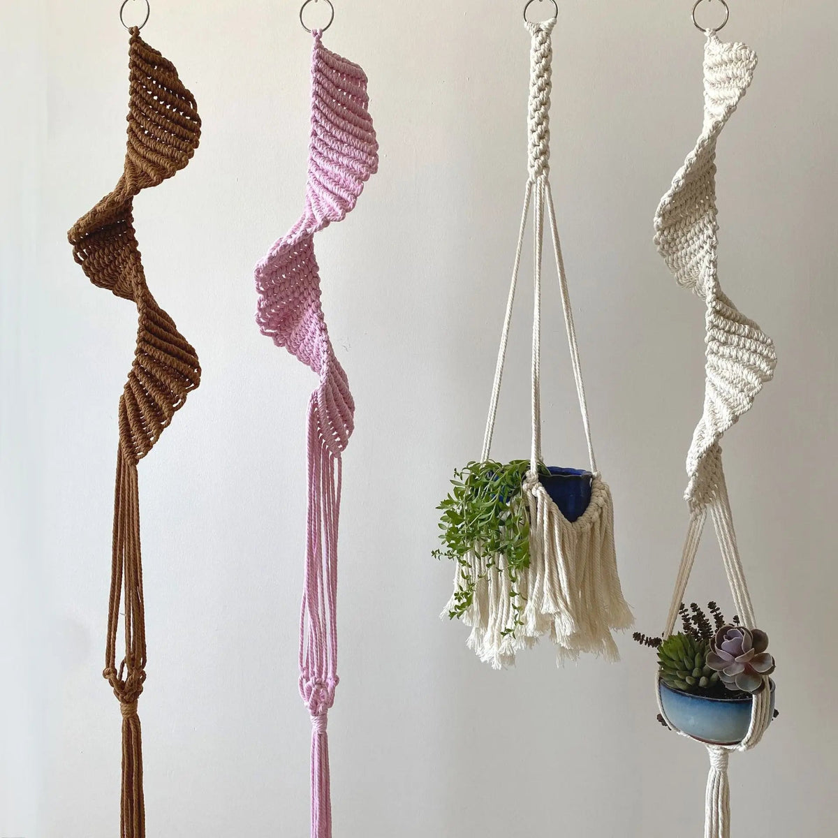 Boho Macrame Plant Holder | Hand-Woven 100% Cotton Hanging Basket for Indoor Plants & Bonsai Home Décor
