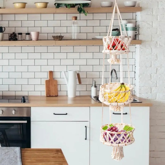 Handmade 3-Tier Macrame Plant Hanger | Boho Wall & Balcony Plant Holder for Indoor Flower Pots