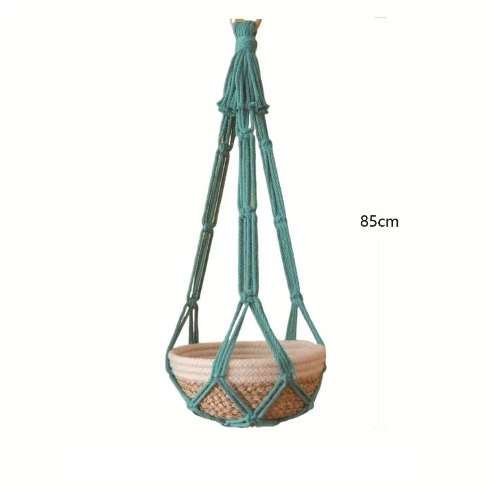 Handmade Macrame Plant Hanger in Beige | Cotton Rope Hanging Basket for Indoor Living Room & Balcony Décor