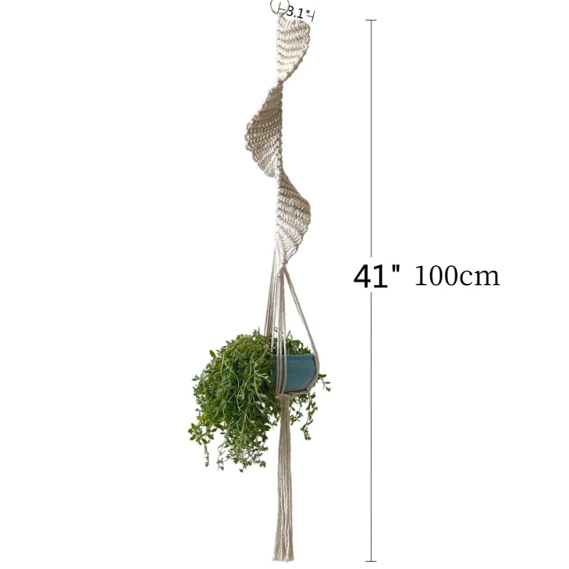 Boho Macrame Plant Holder | Hand-Woven 100% Cotton Hanging Basket for Indoor Plants & Bonsai Home Décor