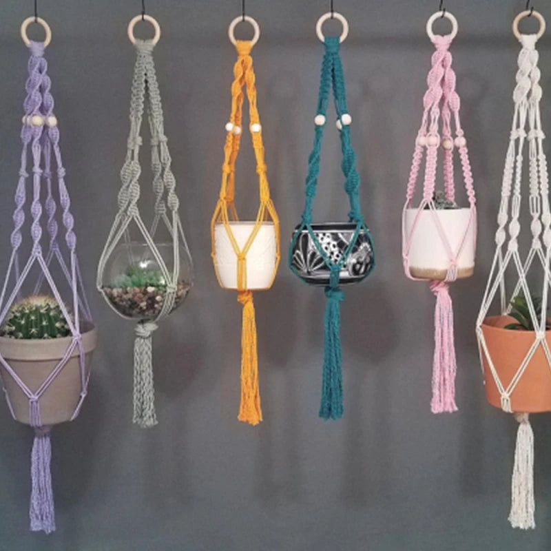 Boho Macrame Plant Hanger – Handwoven 100% Cotton Flower Pot Holder for Indoor Plants, Bonsai, and Home Décor