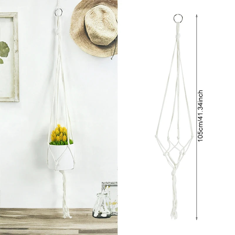 Handmade Macrame Plant Hanger – Cotton Rope Flower Pot Hanging Basket for Home, Wall, Garden, and Courtyard Décor