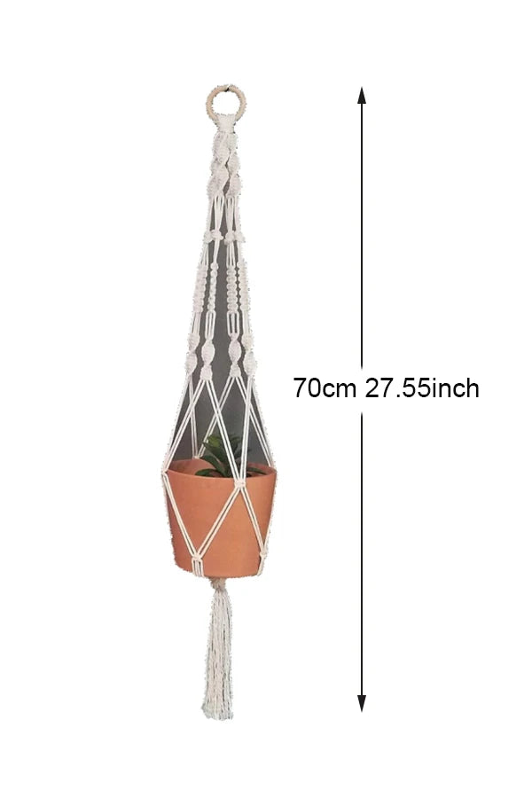 Boho Macrame Plant Hanger – Handwoven 100% Cotton Flower Pot Holder for Indoor Plants, Bonsai, and Home Décor