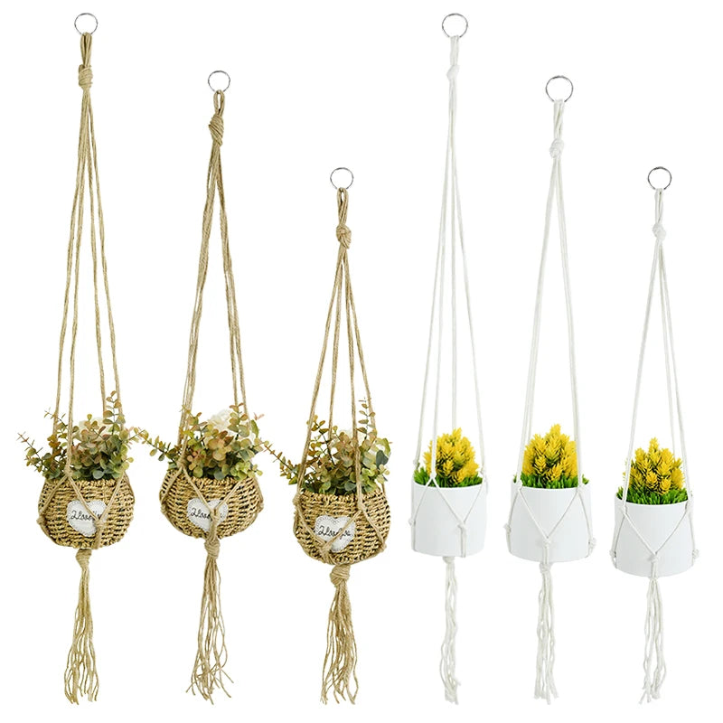 Handmade Macrame Plant Hanger – Cotton Rope Flower Pot Hanging Basket for Home, Wall, Garden, and Courtyard Décor