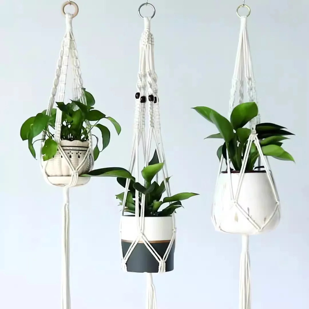 Handmade Macrame Plant Hanger – Flower Pot Hanging Basket for Wall, Garden, Courtyard, and Home Décor