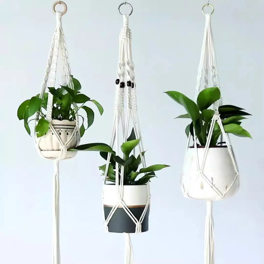 Handmade Macrame Plant Hanger – Flower Pot Hanging Basket for Wall, Garden, Courtyard, and Home Décor