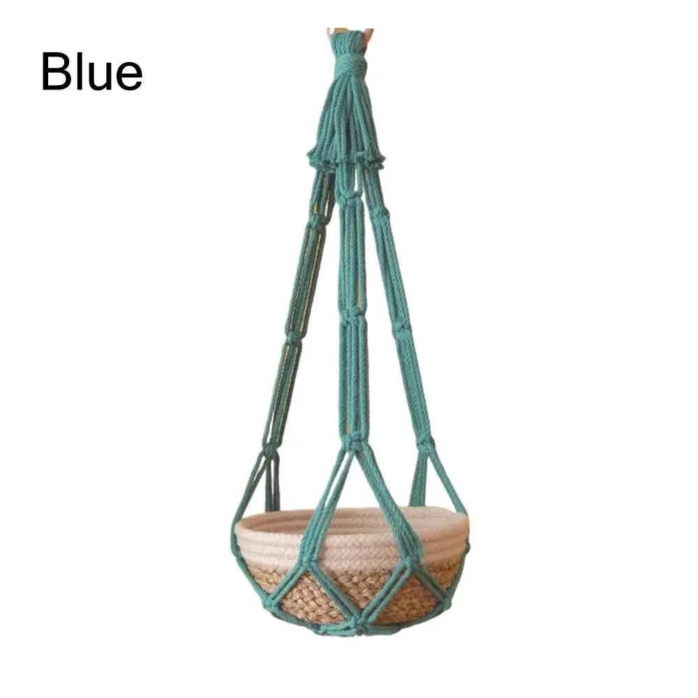 Handmade Macrame Plant Hanger in Beige | Cotton Rope Hanging Basket for Indoor Living Room & Balcony Décor