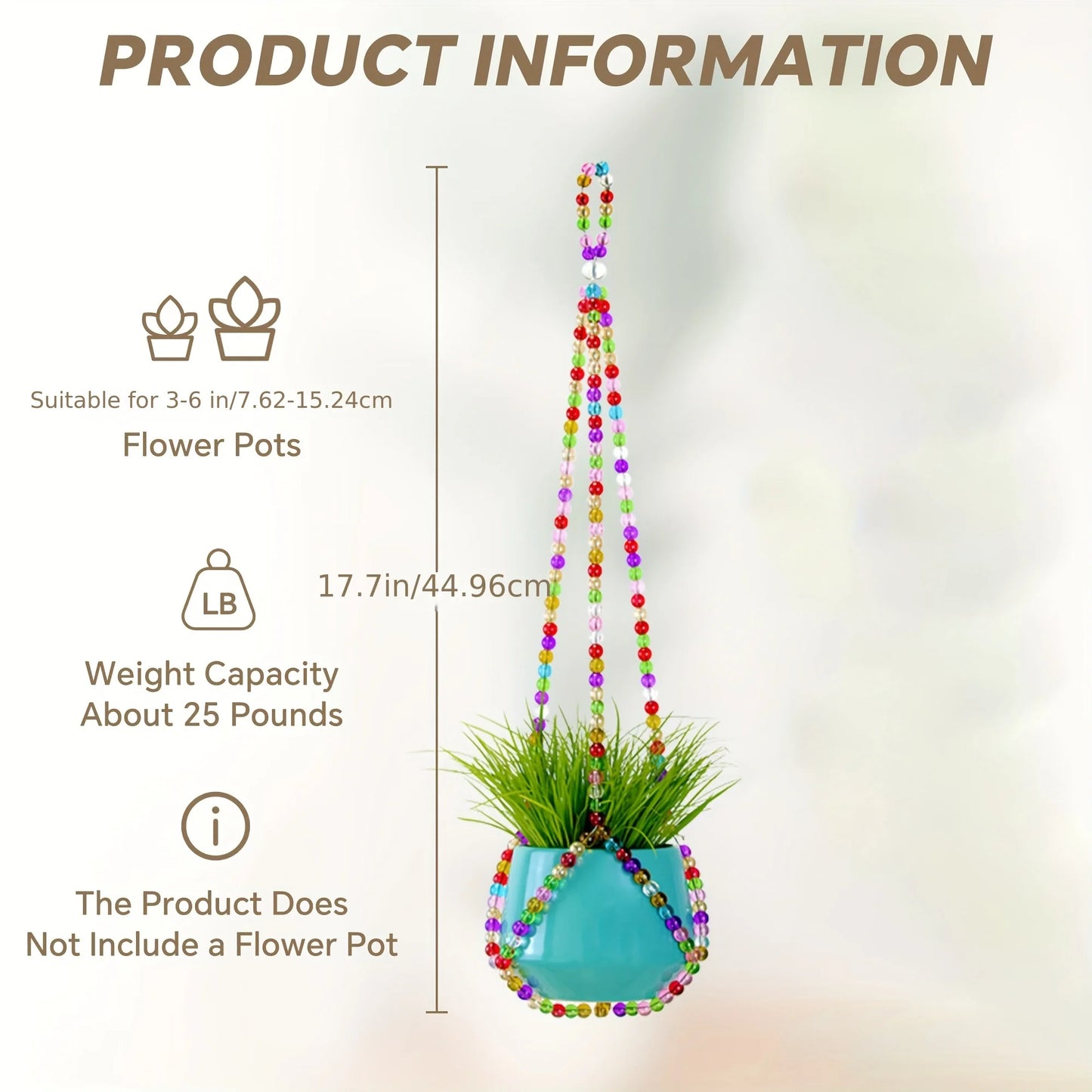 Handmade Macrame Plant Hangers 2 Pack | Bohemian Style Hanging Planter Set with Glass Beads for Indoor and Outdoor Décor